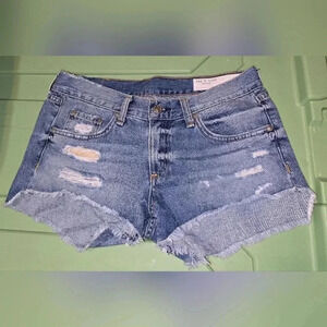 Rag & Bone Gunner Distressed Ripped Denim Jean Shorts Jorts Cutoffs Size 24